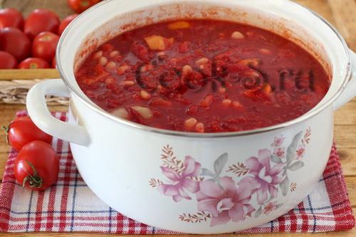 Борщевка из свеклы и моркови на зиму с фасолью. Пошаговый процесс приготовления 11 Борщевка из свеклы и моркови на зиму с фасолью. Пошаговый процесс приготовления 11