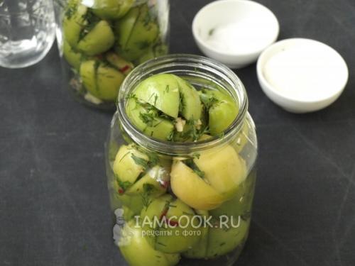 Запах лета: рецепт маринованных зеленых помидоров фаршированных 05