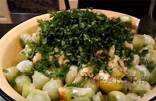 Зеленые помидоры с чесноком и зеленью без закатки. Закуска из зелёных помидоров — 8 рецептов быстрого приготовления