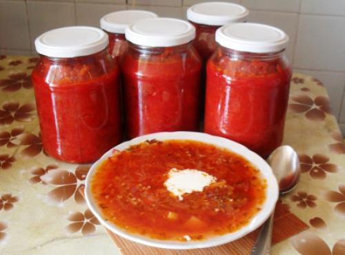Заправка для борща на зиму из помидор и перца