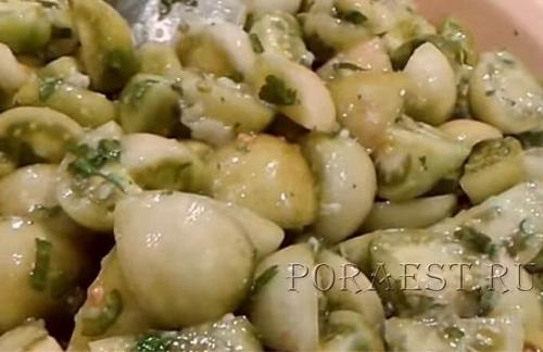 Зеленые помидоры с чесноком и зеленью без закатки. Закуска из зелёных помидоров — 8 рецептов быстрого приготовления