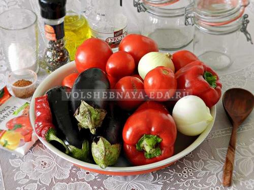 Лечо из баклажан по-болгарски. Лечо с баклажанами, помидорами и перцем