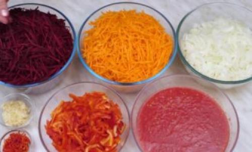 Рецепт заготовки для борща на зиму без капусты. Борщ на зиму в банках без капусты с помидорами и перцем 01