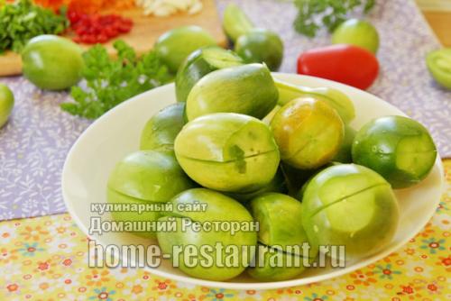 Соленые зеленые помидоры по-грузински