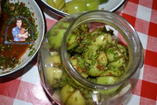 Маринованные зеленые помидоры с горчицей. Зеленые помидоры с чесноком и горчицей