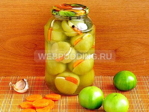 Какие ингредиенты необходимы для приготовления маринованных зеленых помидоров с чесноком. Зелёные помидоры с морковью и чесноком